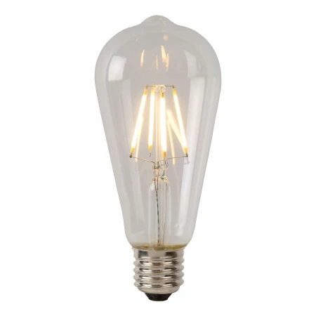 Лампа светодиодная диммируемая Lucide E27 7W 2700К прозрачная 49089/07/60