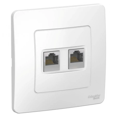 Розетка компьютерная двойная RJ45 Systeme Electric Blanca 5e кат UTP белая BLNIS045451