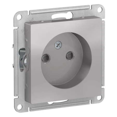 Розетка 2К Systeme Electric AtlasDesign 16A 250V со шторками алюминий ATN000349