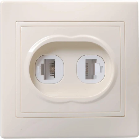 KVARTA Розетка 2-местная RJ11+RJ45 кат.5е РК/Т12-ККм кремовый IEK EIK10-K33-DM