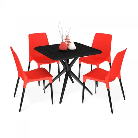 Обеденная группа Sheffilton SHT-DS208 черный/красный 6772367501
