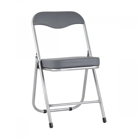 Складной стул Stool Group ДЖОН каркас металлик обивка экокожа серая RS04K-904-05