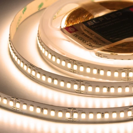 Лента светодиодная ELFLED PRO140, 192/м (2835), 24В, 18Вт/м, 5м, белый теплый 2800-3300К ELFLED-24192-PRO140ww Лента светодиодная ELFLED PRO140, 192/м (2835), 24В, 18Вт/м, 5м, белый теплый 2800-3300К ELFLED-24192-PRO140ww