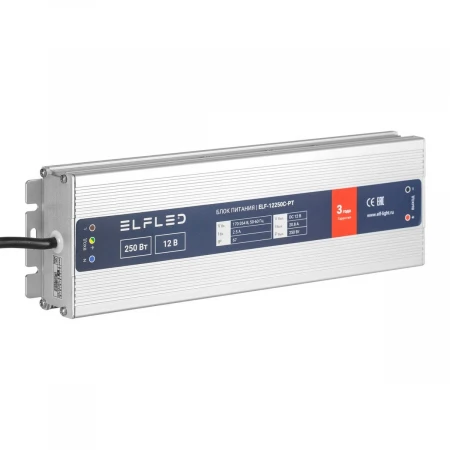 Блок питания герметичный компактный ELF, 12В, 250Вт, металл, IP67 ELF-12250С-PT
